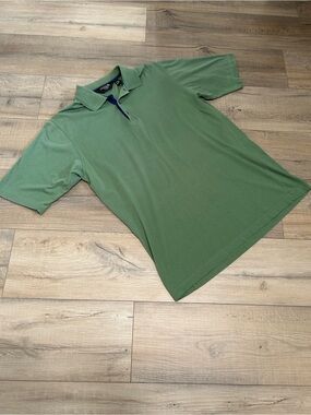 Christian Dior Olive Green Polo with Navy Contrast Placket